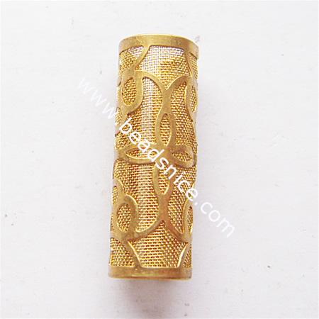 Brass net flake beading, 9x27mm,inside diameter:8.5mm,tube,nickel free,lead safe,