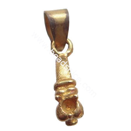Bail, pendant,pinch style,brass,many colors available,