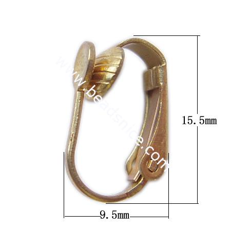 Clip-on earring component,brass,15.5x9.5mm,0.9mm thick,base diameter:4.5mm,nickel free,lead safe,