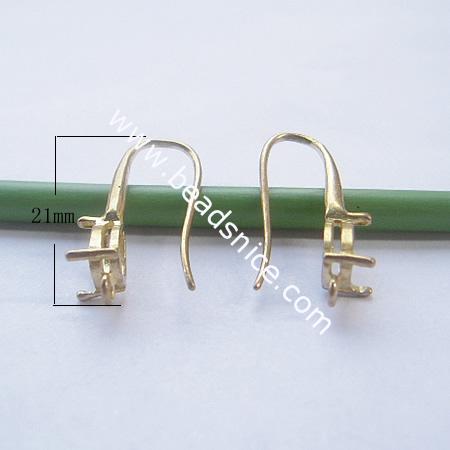 Earwire Hook,Brass,21x10mm,Nickel-free,Lead-safe,