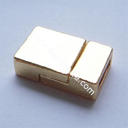 Alloy magnetic clasp,20.5x13.5mm,hole:about 2.5x10mm,gold plated,nickel free,lead safe,