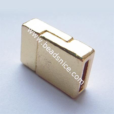 Alloy magnetic clasp,20.5x13.5mm,hole:about 2.5x10mm,gold plated,nickel free,lead safe,