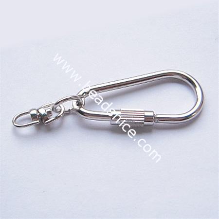 Brass clasp,52.5x16.5mm,hole:approx 3.5mm,nickel free,lead safe,