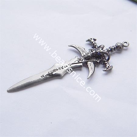 Alloy pendant with rhinestone,113.5x38mm,hole:approx 2.5mm,nickel free,lead safe,