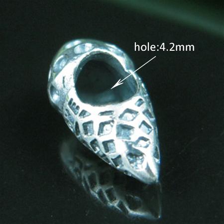 Sterling silver bali european style bead,14.9x7.9mm,hole:about 4.2mm,