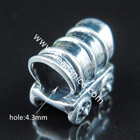 Sterling silver bali european style bead,7.2x10mm,hole:about 4.3mm,