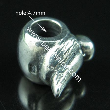 Sterling silver bali european style bead,14.2x12mm,hole:approx 4.7mm,animal,