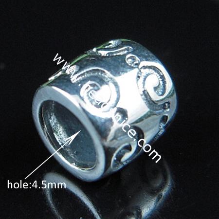 Sterling silver bali european style bead,6.7x7.2mm,hole:approx 4.7mm,