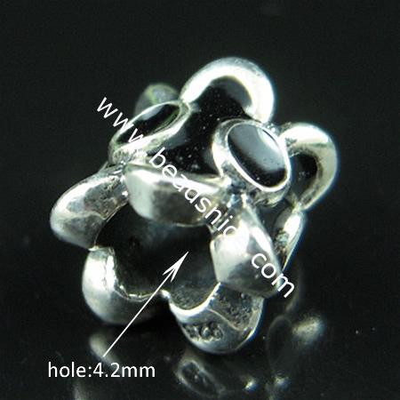 Sterling silver enamel charm european style bead,8x8.5mm,hole:approx 4.2mm,