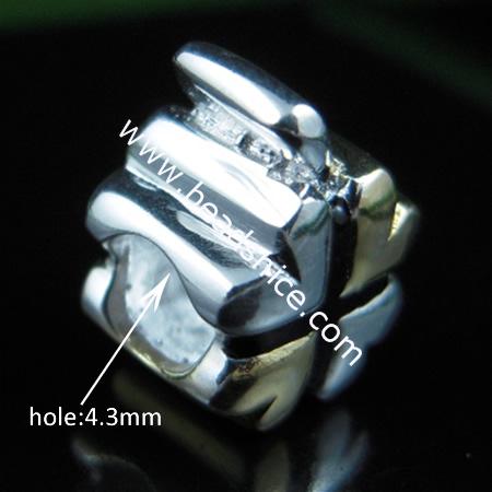 925 Sterling silver enamel charm european bead style,11.9x9.2mm,hole:approx 4.3mm,
