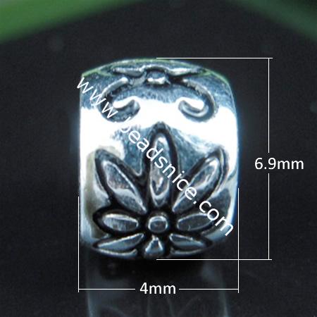 925 Sterling silver enamel charm european bead style,4x6.9mm,hole:approx 4.8mm,