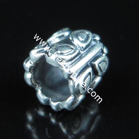 925 Sterling silver bali european style bead,8x7mm,hole:approx 4mm,no ,