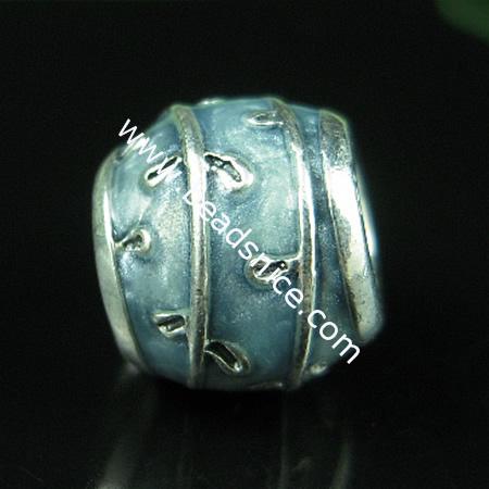 925 sterling silver enamel charm european style bead,9.5x11mm,hole:approx 4mm,