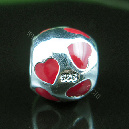 925 Sterling silver enamel charm european style bead,8x9mm,hole:approx 4.5mm,