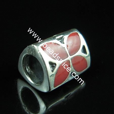 925 Sterling silver enamel charm european style bead,7x8mm,hole:approx 4mm,triangular