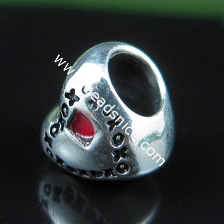 925 Sterling silver enamel charm european style bead,7x8mm,hole:approx 4mm,heart,