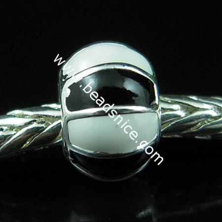 925 Sterling silver enamel charm european style bead,6x9mm,hole:approx 4.5mm,
