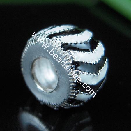 925 Sterling silver enamel charm european style bead,8x12mm,hole:approx 4.5mm,