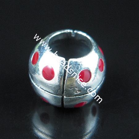 Enamel charm European beads style, 925 sterling silver, non twist the screw in the hole, 10x8x7mm,The hole approx 4.5mm