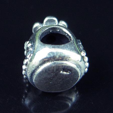 925 Sterling silver europeand style bead with rhinestone,7x9.5mm,hole:about 4.5mm,no ,