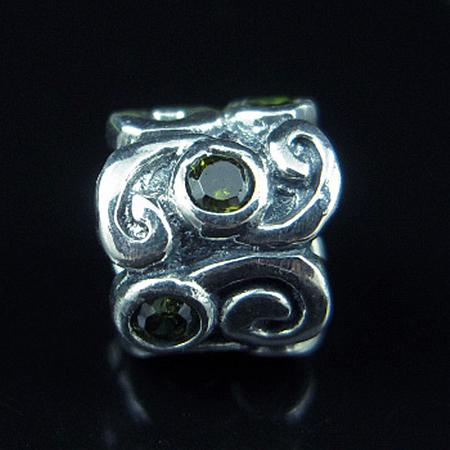 925 Sterling silver europeand style bead with rhinestone,8x9mm,hole:about 5.5mm,no ,