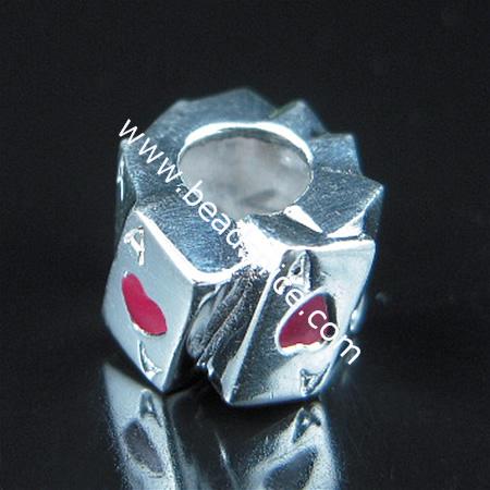 925 Sterling silver enamel charm european style bead,8x11mm,hole:approx 5mm,no ,