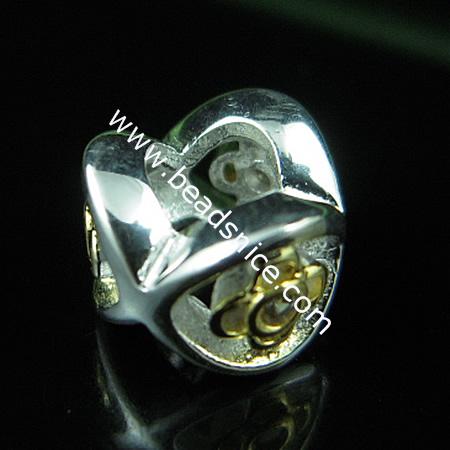 925 Sterling silver europeand style bead with rhinestone,7x9mm,hole:about 4.5mm,no ,