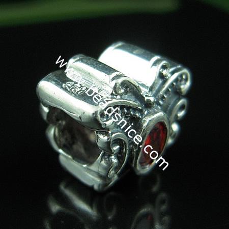 925 Sterling Silver European Bead Style With Zircon(C.Z) Bead ,11x11.5mm,hole:about 5mm, no ,animal,