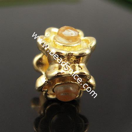 925 Sterling Silver European Bead Style With Zircon(C.Z) Bead ,9x11.5mm,hole:about 5mm, no ,