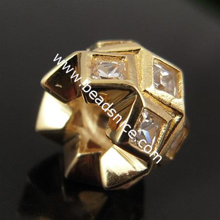 925 Sterling Silver European Bead Style With rhinestone Bead ,8x11mm,hole:about 5mm, no ,
