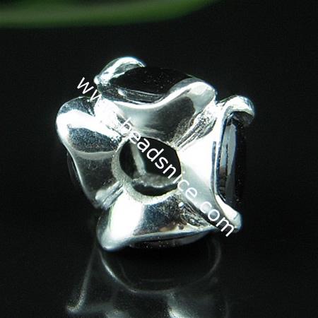 925 Sterling silver european bead style with Zircon(C.Z) bead ,12.5x6.5mm,hole:about 4mm, no ,
