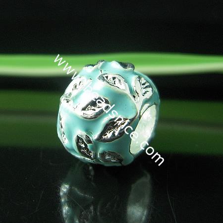 Enamel Charm European beads style, alloy, no , Pb-free & Ni-free & Cd-free & Zn-free, 9x11.5mm, Inside diameter: 5.5mm,
