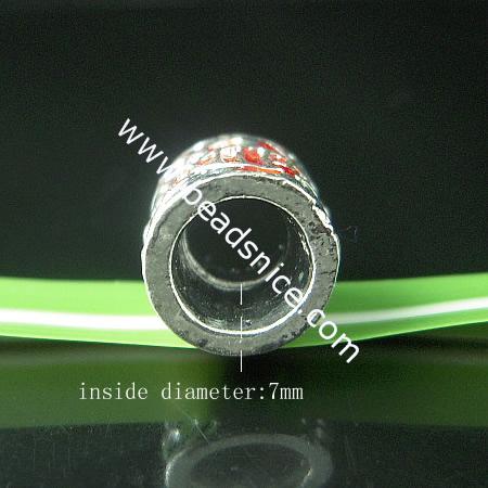 Enamel Charm European beads style, alloy, no , Pb-free & Ni-free & Cd-free & Zn-free,11x10mm, Inside Diameter:7mm, 