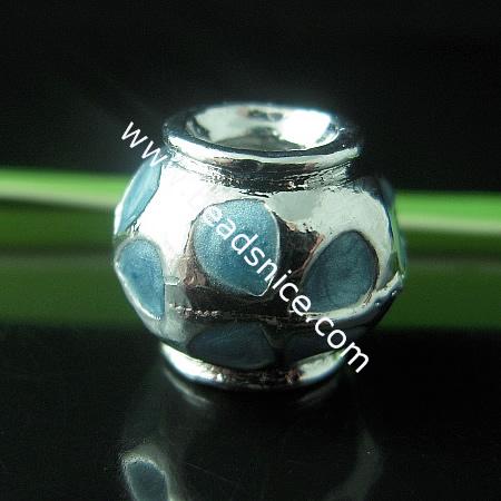 Enamel Charm European beads style, alloy, no , Pb-free & Ni-free & Cd-free & Zn-free,11x13mm, Inside Diameter:5mm, 