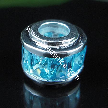925 Sterling silver european bead style with Zircon(C.Z) bead ,9x12mm,hole:about 5.5mm, no ,
