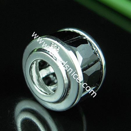 925 Sterling silver european bead style with Zircon(C.Z) bead ,9x12mm,hole:about 5.5mm, no ,
