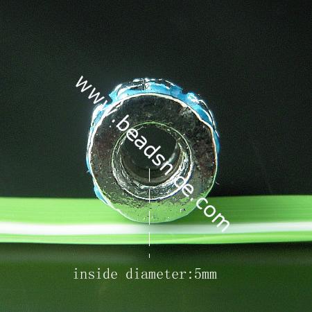 Enamel Charm Alloy European Style Bead , ,8x10mm,Inside diameter:5mm,