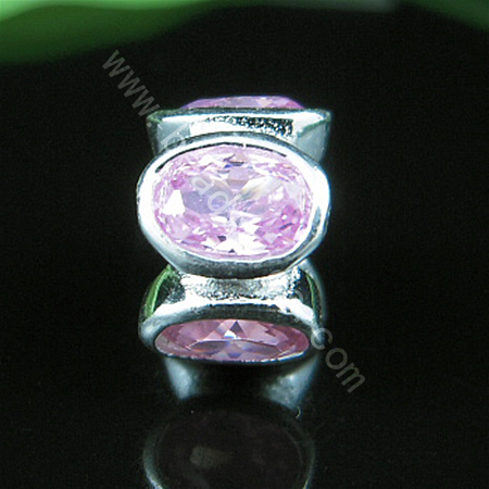 925 Sterling silver european bead style with Zircon(C.Z) bead ,7x11.5mm,hole:about 5mm, no ,