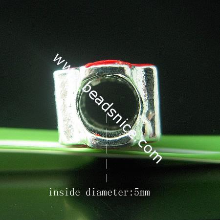 Enamel Charm Alloy European Style Beads With Rhinestone,No  ,8x10mm,Inside diameter:5mm,