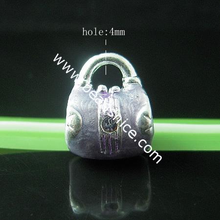 Enamel Charm Alloy European Style Beads With Rhinestone,No  ,14x11mm,Inside diameter:5mm,Hole:4mm,