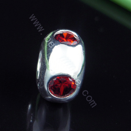 925 Sterling silver european bead style with Zircon(C.Z) bead ,7x11.5mm,hole:about 5mm, no ,