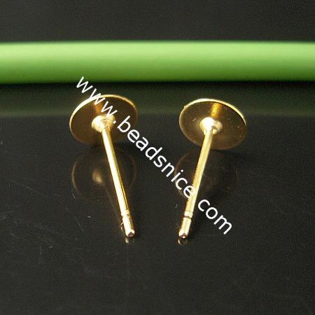 Brass hoop earrings,flat pad, without earnut, more plated colors for choice,round