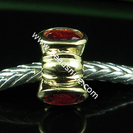 925 Sterling silver european bead style with Zircon(C.Z) bead ,10x7mm,hole:about 5mm, no ,