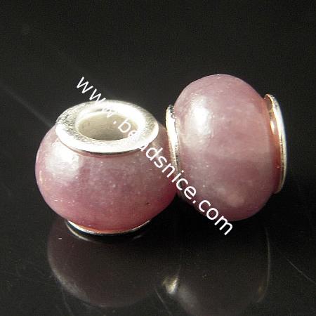 Gemstone Beads European, Lilac With Brass Core , Rondelle,9x12mm,Hole:approx 4.5mm,