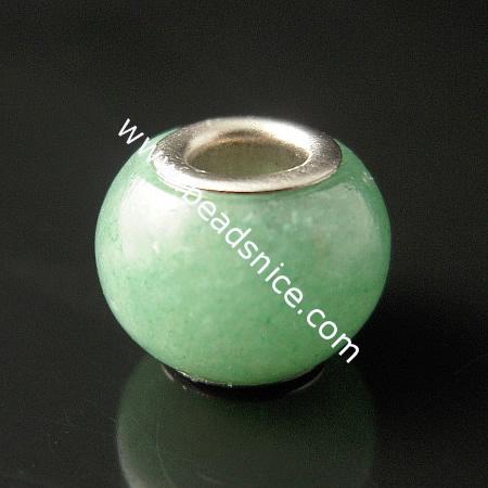 Gemstone Beads European,Aventur ine(Green) With Brass Core , Rondelle,9x12mm,Hole:approx 4.5mm,