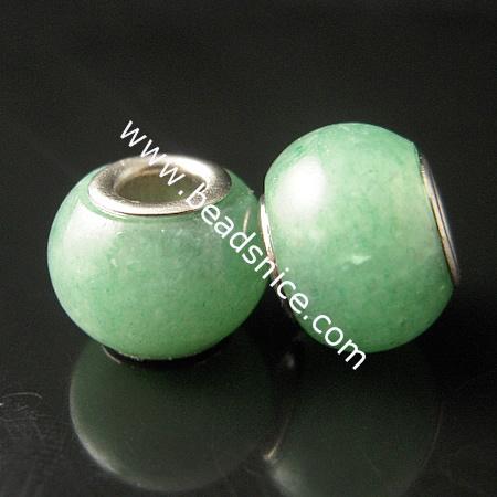 Gemstone Beads European,Aventur ine(Green) With Brass Core , Rondelle,9x12mm,Hole:approx 4.5mm,