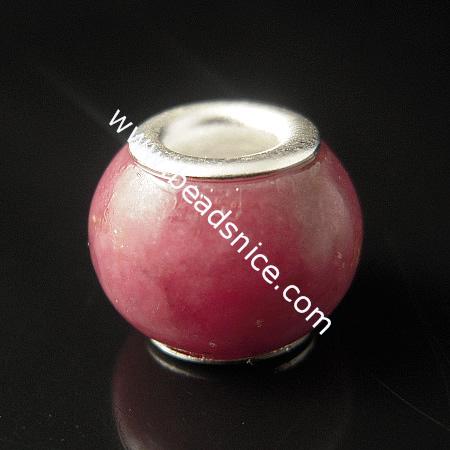 Gemstone Beads European,Rhodonite With Brass Core , Rondelle,9x12mm,Hole:approx 4.5mm,