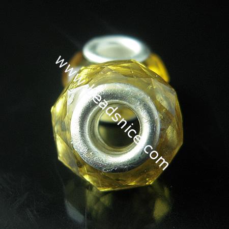 Crystal European Beads, With Brass Core, Rondelle, 9x13.5mm, Hole:Approx 4.5mm