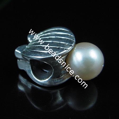 925 Sterling silver european style pendant with shell bead,17x11mm,hole:approx 4.5mm,no ,