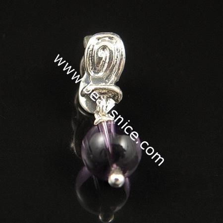 925 Sterling silver european style pendant with gemstone,20.5x6.5mm,hole:approx 4mm,no ,